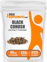 BulkSupplements.com Black Cohosh Extract Powder - no Black Cohosh Root, Herbal Papildinājums - Vegan & Gluten Free, 80mg per Serving, 250g (8.8 oz) (1. iepakojums)