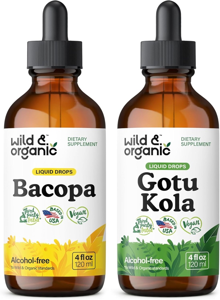 Savvaļas un organiskās bakopas Tincture 4 fl oz & Gotu Kola Tincture 4 fl oz