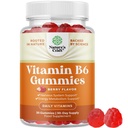 Spēcīgs B6 vitamīns Gumijas pieaugušajiem - Spēcīgs B vitamīna komplekss Papildinājumi vīriešiem un sievietēm nervu sistēmas atbalstam Mood & Imūnsistēma - Vegan Pyridoxine Košļājamās enerģijas un vielmaiņas - 30 Ct