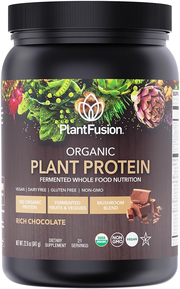 SOTRU Organic Vegan Protein Powder - Vesela pārtika, augu izcelsmes proteīns Pulveris ar zaļu Superfoods, Fermenti & Probiotikas - USDA Sertificēts Organic, Non-GMO, Bez lipekļa - Šokolāde 18,5 oz, 21 Kalpo