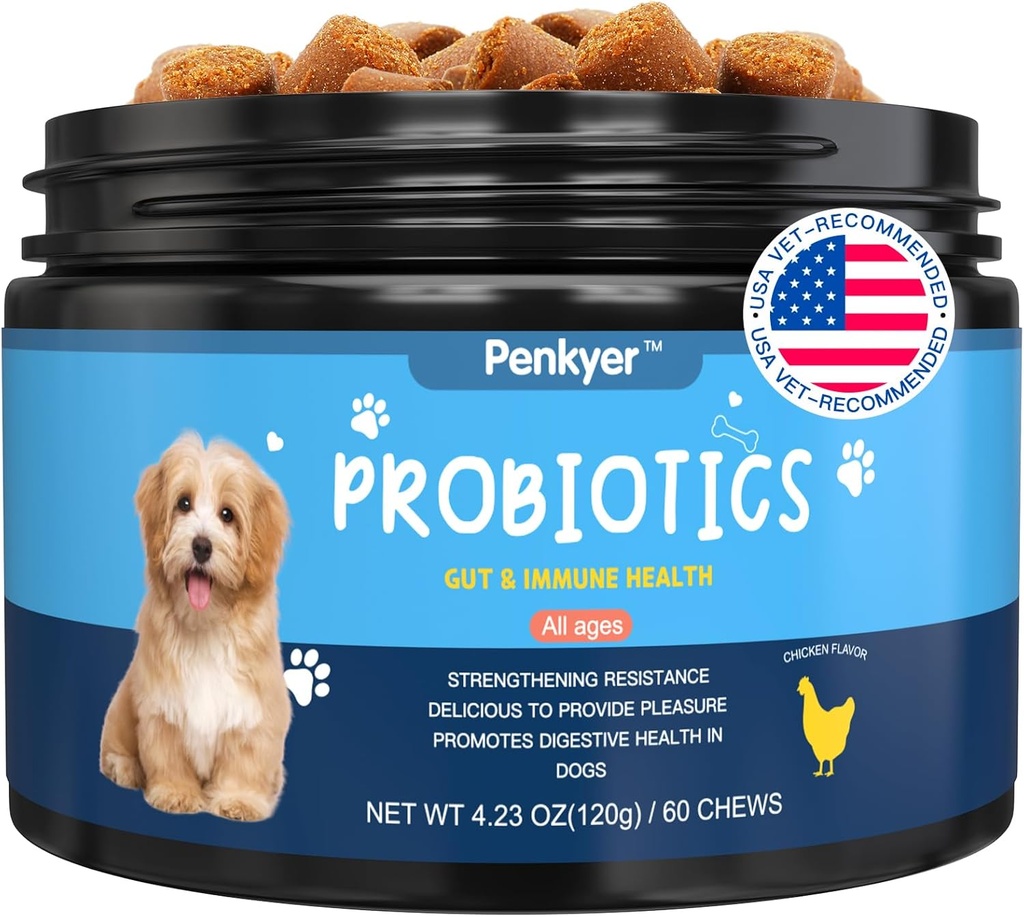 Probiotikas suņiem, Dog Probiotic Chews for Gut Immunity Veselība Rauga niezošs ādas ausīm Kucēna Probiotikas Gremošanas Fermenti ar prebiotikām Košļājams Samazināt Caurejas gāzes Alerģijas