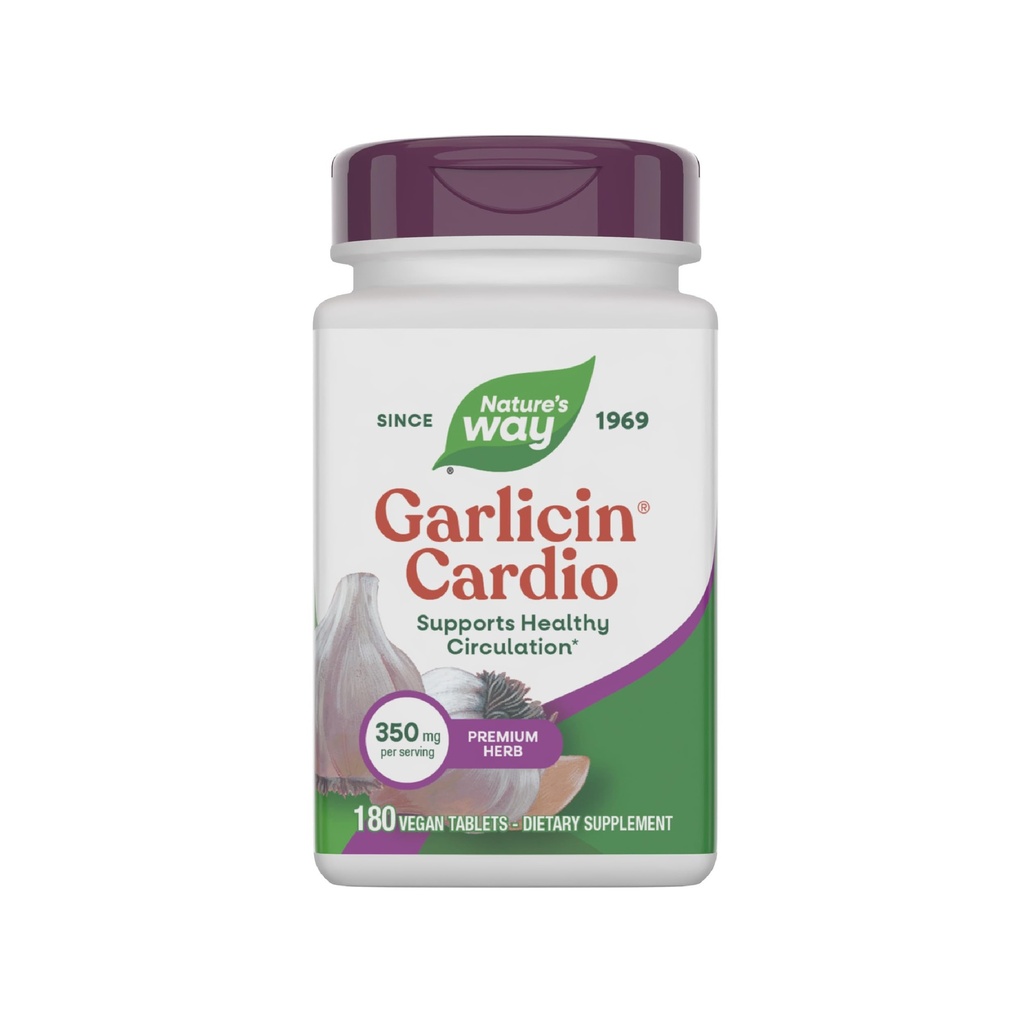 Dabas ceļš Ķiploki Cardio, Premium augu valsts, atbalsta veselīgu cirkulāciju*, Nr Ķiploki garša, Vegan Ķiploki papildinājumi, 180 tabletes (iepakojums May Vary)