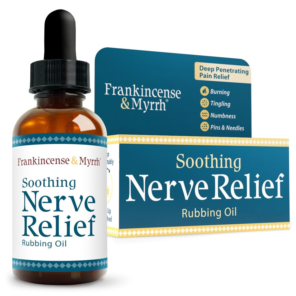 Frankincense & Myrrh Nomierinošas Nervs Reliefs Raupjums eļļa, Neiropātija Sāpju atvieglošana rokām un kājām - ar mentolu un Frankincense Essential Oils, 2 Fl. Oz. Maksimālais spēks pēdas