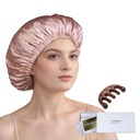 100% Mulberry Silk Bonnet miega sievietēm Long Hair -Double Layer Miega Cap -Silk Miega Bonnet ar Elastic Stay uz galvas (Rozā, Liels)