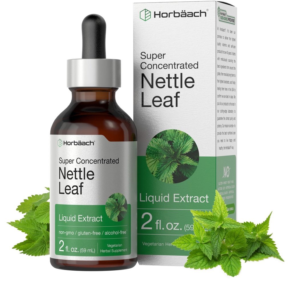 Horbäach Nattle Leaf Extract Drops, 2 fl oz ; bez alkohola; Veģetārs Šķidruma Papildinājums; Ne-ĢMO, bez lipekļa Tinktūra