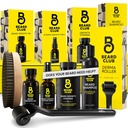 Beard Club Advanced Beard Growth Kit - Derma Roller, Augšanas eļļa, Vitamīni un Vitamīnu Spray, Šampūns un Boar Bristle Brush - Dāvanu komplekts - Cedar