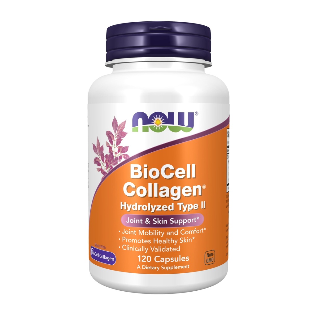NOW pārtikas piedevas, BioCell Collagen® hidrolizētais II tips, klīniski apstiprinātas, 120 Veg kapsulas