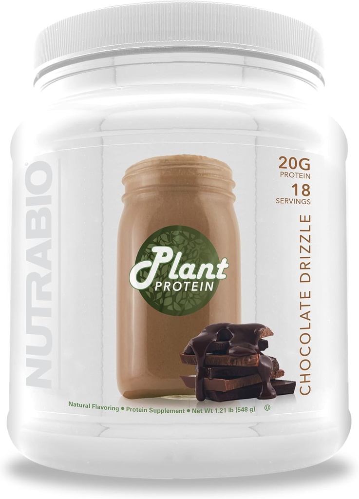 NutraBio augu proteīns pulveris– Vegan proteīns pulveris – 20G proteīna uz skuju – Organisks, Laktoze un bez piena bez šokolādes drzzle 18 Kalpo