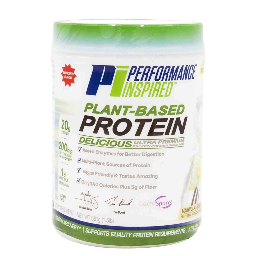 Performance Inspired Nutrition augu proteīna pulveris – visas dabas – 20G proteīns – 1B Probiotikas – Gremošanas enzīmi – Fiber iepakojumā – bez glutēna – Vanilla Bean – 1.5lb