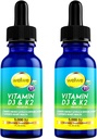 2 Pudeles Šķidrs vitamīns D3 K2 Drops 5000 SV ar MCT eļļu - Vegan Liquid D vitamīna papildinājums enerģijas līmeņa paaugstināšanai, gara un imūnā sistēma, bez iekaisuma, bez odora, bez lipekļa, bez GMO, 2 Fl Oz