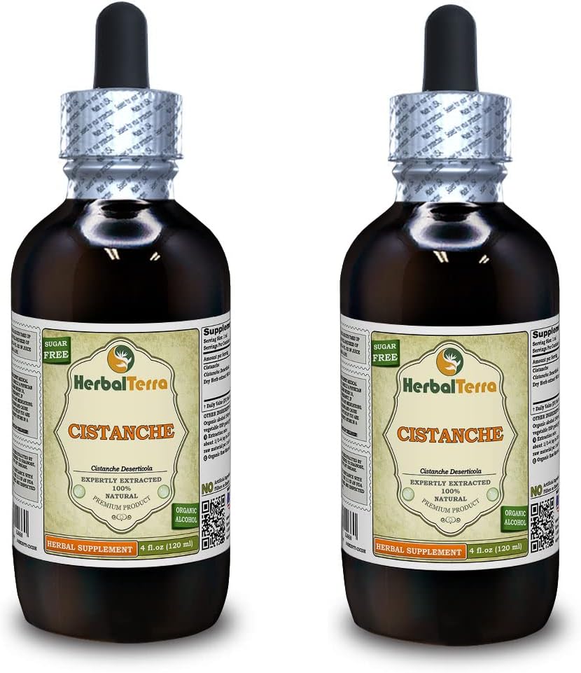 Cistanche (Cistanche Deserticola) Žāvēts augu šķidrums ekstrakts (zīmuļa nosaukums: HerbalTerra, Proudly Made in USA) 2x4 oz