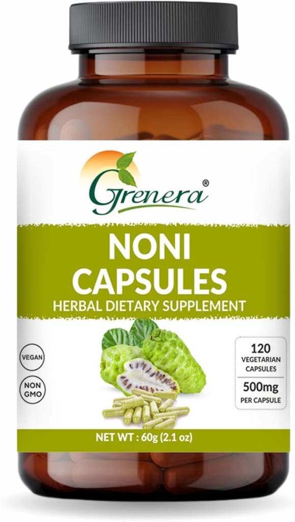 Grenera Noni Fruit Capsules 120 Count ; Non-GMO, bez glutēna; Veģetārās Caps; Nav pievienots
