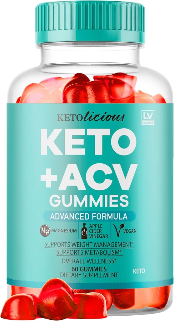 Ketolicious Keto ACV Gummies, Ketolicious Gumys Advanced Formula 1050MG, All Natural Premium Plus Apple Cider Etiķis Gummy Maksimālais spēks Gomitas Atsauksmes, 60 Gumijas par 1 mēnesi