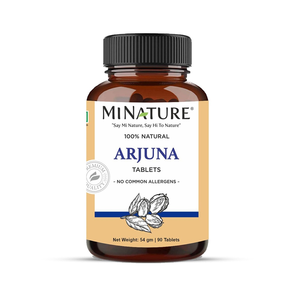 Arjuna tabletes ar mi Nature-90 Tablets, 1000mg, 45 Daily Supply, 100 % Dabīgā Arjuna tablete, arjuna miza, Saraca Indica, no Indijas