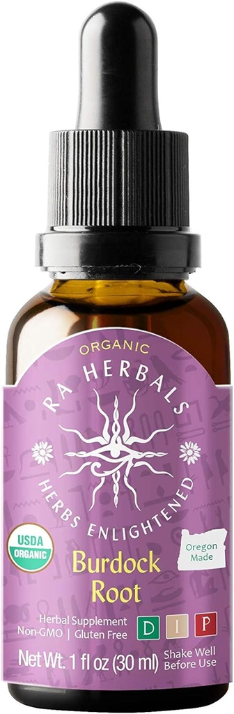 Ra Herbals Organic Burdock Saknes šķidruma ekstrakts - Detoksikācijas atbalsts - 1 fl oz