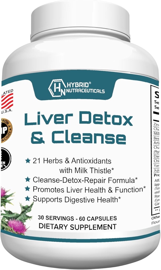 Hibrīda Nutraceuticals Aknas tīrīt Detox & Remonts - Piena dadzis, Artišoka ekstrakts, Dandelion Sakne