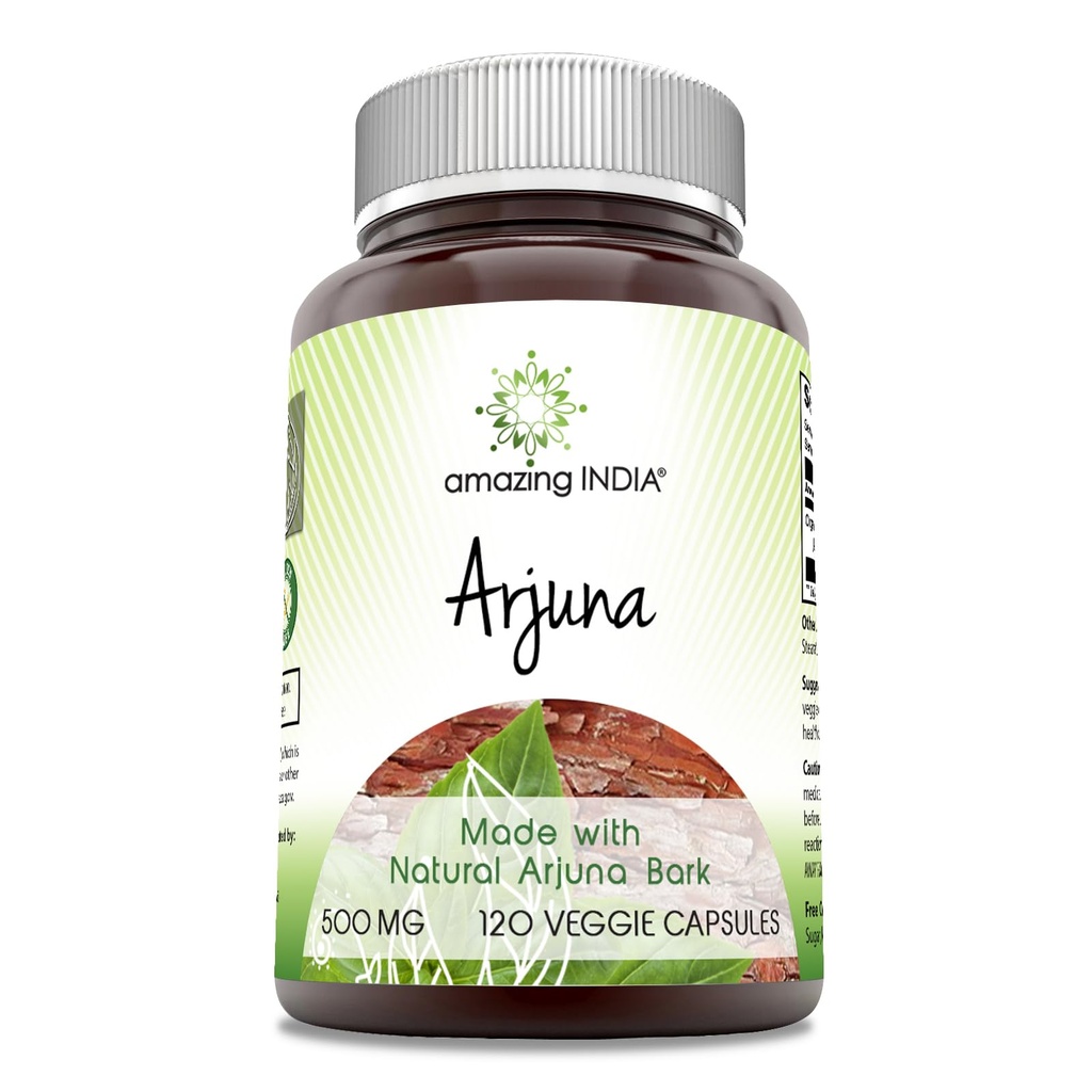Amazing India Arjuna (Ražots ar Natural Arjuna) 500 Mg Papildinājums 