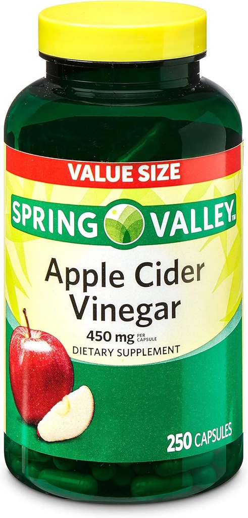 Ābolu sidra Etiķis, 450mg, 250 Kapsulas Vērtības Izmērs 