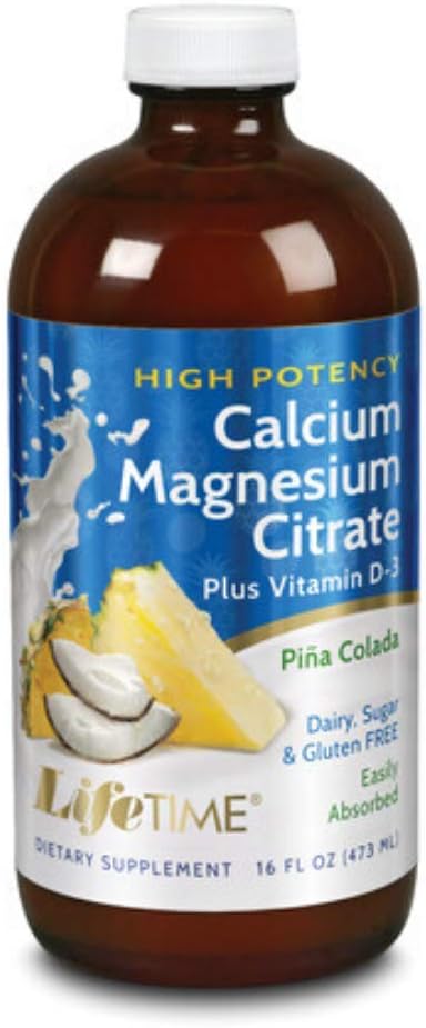 LifeTime Cal Mag Citrāts Hi-Potency, Nē Cukurs, Pina Colada 