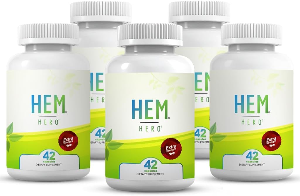 Hem Hero® Extra Strength Hemorrhoid terapija - Samazināt pietūkumu, nomierināt niezi un kairinājumu - - - 42 kapsulas - (5- Iepakojums)