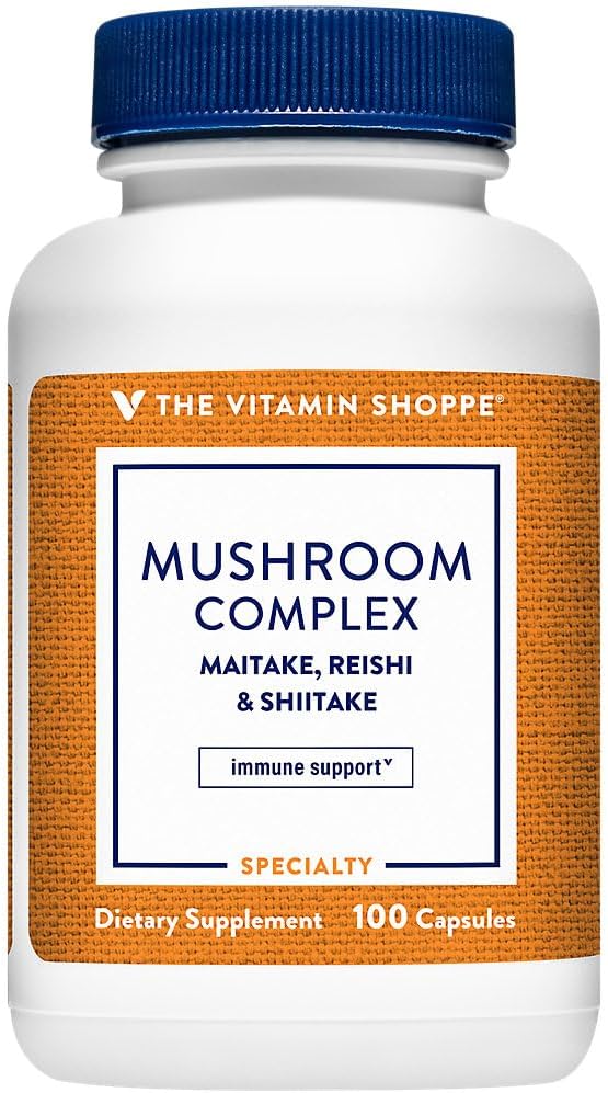 Vitamīnu veikals Sēņu komplekss, (Maitake, Reishi & Shiitake) Antioksidants, kas atbalsta Imūnsistēmu un veselīgu smadzenes (100 kapsulas)