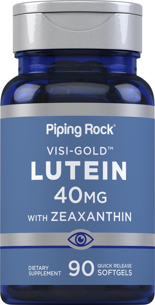 Piping Rock Lutein with Zeaxanthin 40mg  - 90 Softgels -- Acu veselības papildinājums no Marigold Extract -- Non-GMO, bez glutēna