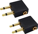 Dual 3.5mm (1/8") Vīriešu uz 3.5mm Sieviešu AUX Audio Jack Adapter pārveidotājs, lai izmantotu austiņas uz lidmašīnas lidmašīnas lidojums (2 Pack)