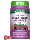 Dabas patiesība Melatonin Gummies - 1mg - 60 Grāfs - Cherry Granātābols Flavor - Vegan, Non-GMO & Gluten papildinājums