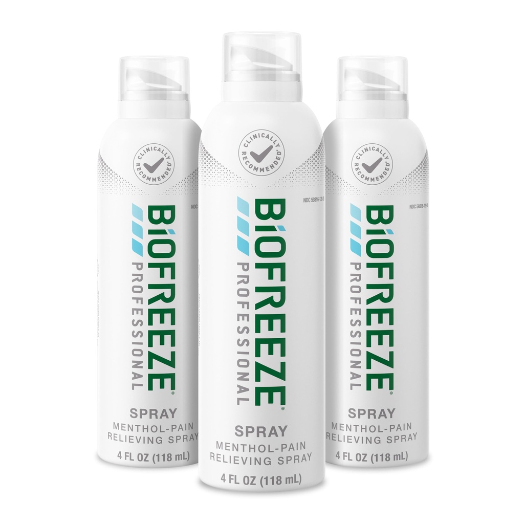 Biofreze Professional sāpju atvieglošanas Spray CNEE, Neck, Hip, Locītavu, Plecu, & Vienkārša Muguras sāpes, Artrīts Sāpes Reliver, Sor Muskuļu Relief, Bezkrāsains Mentol Spray 4 Fl Oz (iepakojums no 3)