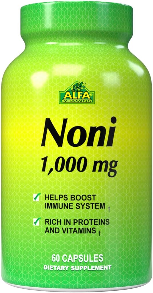 ALFA VITAMINS Noni 1000 Mg 60 kapsulas - toniks optimālai ķermeņa darbībai - Antioksidants