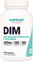 Nutricost Diindolilmetāna DIM papildinājums sievietēm 400mg, 120 Kapsulas, ar Dong Quai, kalcija un melnā Cohosh - Vegan, ne-GMO un lipekļa bez