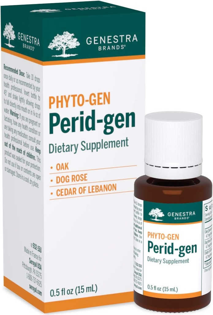 Genestra Brands Perid-Gen  - Oak, Dog Rose, un Cedar of Liban Herbal pielikums - 0,5 fl. oz.