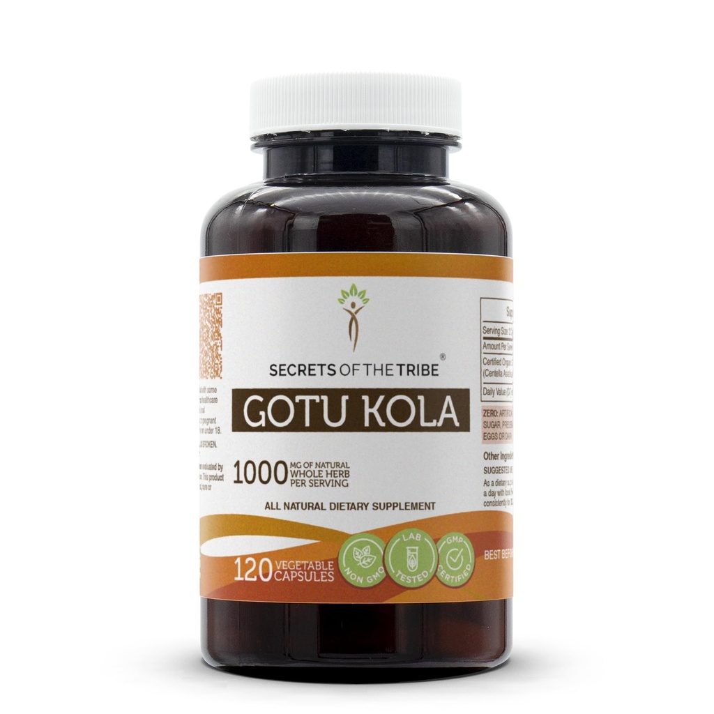 Tribe Gotu Kola 120 kapsulas, 1000 mg, Gotu Kola (Centella Asiatica) Žāvēts ārstniecības augs (120 kapsulas)