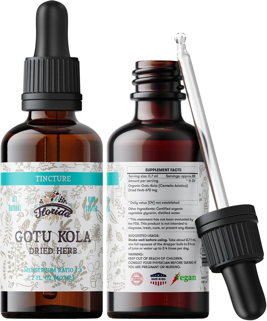 Gotu Kola Tincture, Organic Gotu Kola ekstrakts, Gotu Kola Drops (Centella Asiatica) Žāvēts ārstniecības augs