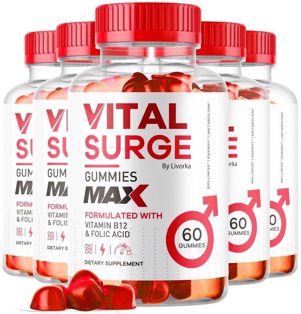 5 Pack) Vital Surge MAX, VitalSurge Gumies MAX for Men Support, 1050 MG Advanced Max Strength Formula, VitalSurge MAX Mens SurgeMAX Mens Gumies