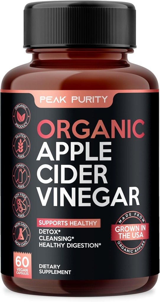 100% Organiskās Raw Ābolu sidra Etiķa kapsulas - Dabīgs Detox Gut Attīrīšana un Veselīgs Gremošana - Garšas un Viegli Norijiet - Papildus Stiprums ACV Tabletes - 1000 mg