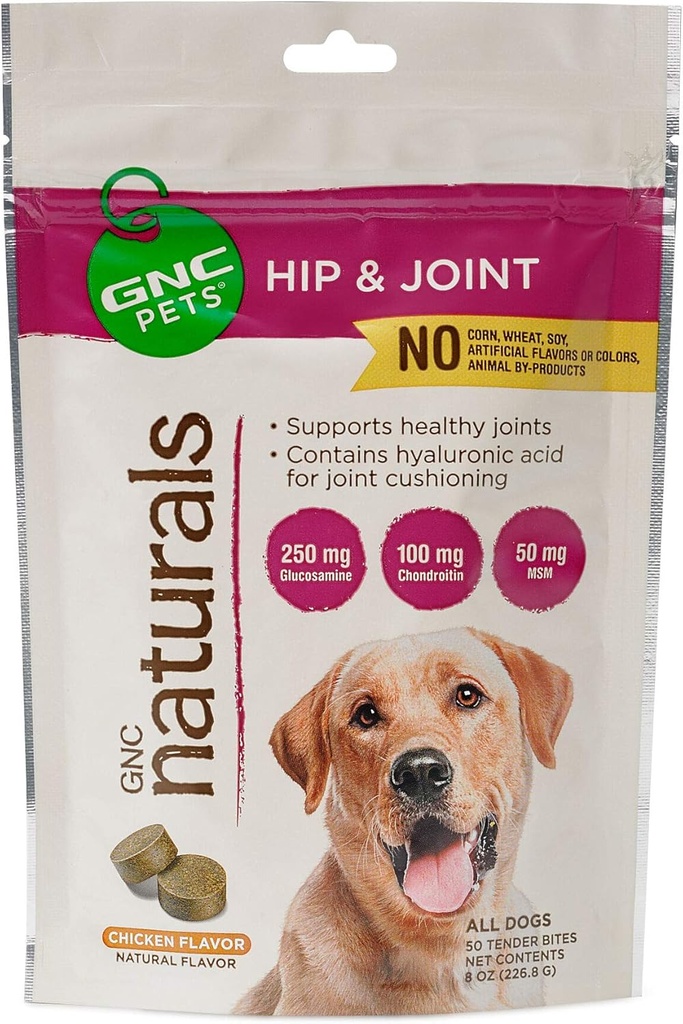 GNC Mājdzīvnieki Hip & Kopīgs Tender Bites vistas Flavor, Suņu locītavu papildinājums Chews veselīgas locītavas, Pet Vitamīni & Minerals Atbalsts Suņi "mobilitāte ar GNC Pet Vitamīnu minerālu formula, 50 Skaits