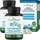 ForestLeaf Multi-kolagēna tabletes ar hialuronskābi + C vitamīnu; hidrolizēti kolagēna papildinājumi sievietēm vai vīriešiem; multi-kolagēna kapsulas Peptīdi ādai, grumbas, 240