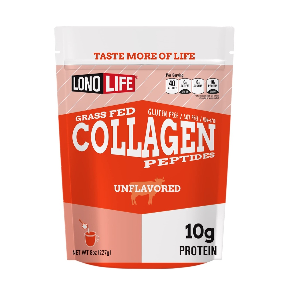 LonoLife - Neuzliesmojošs kolagēns Peptīdi ar 10g proteīnu, Paleo un Keto Friendly, 8-Ounce Bulk Konteiners - Iepakojums May Vary