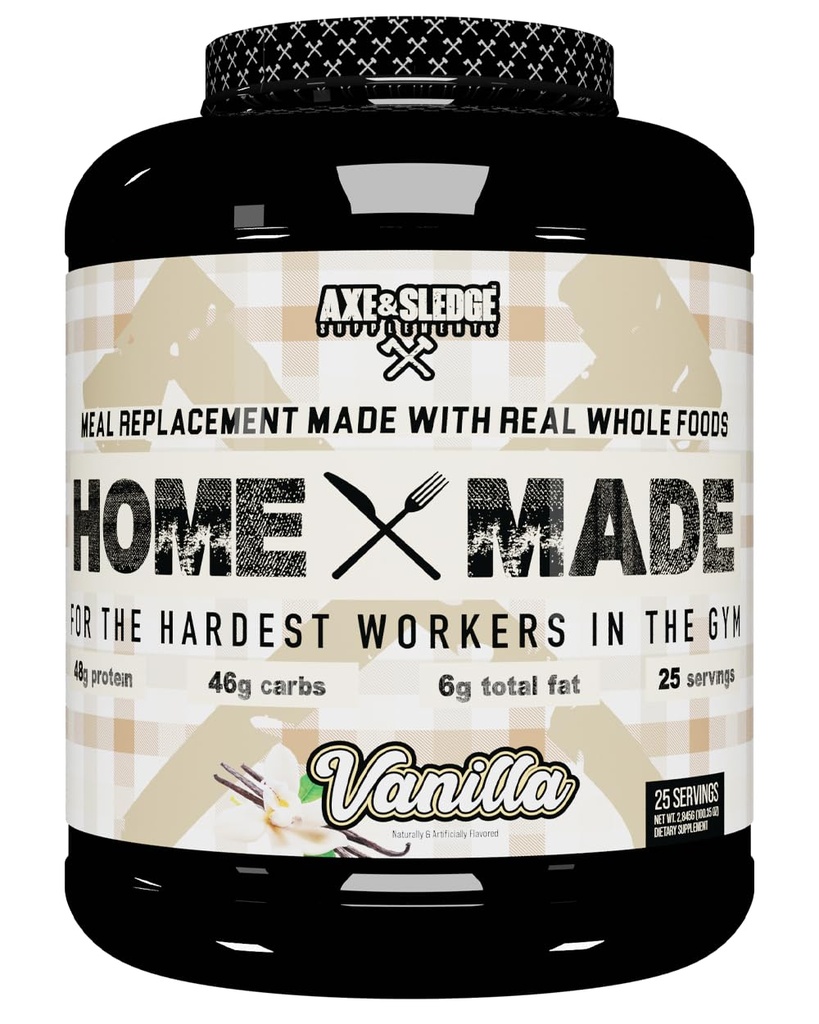 Axe & Sledge papildinājumi Mājas Ražots uz pilnvērtīga uztura aizstājējs pulveris, 25 Kalpo (1. iepakojums) (Vanilla)