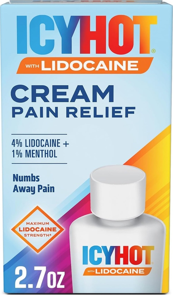 Icy Hot Max stiprums Pain Relief Cream with Lidokaine Plus Mentol, 2.7 Ziedes