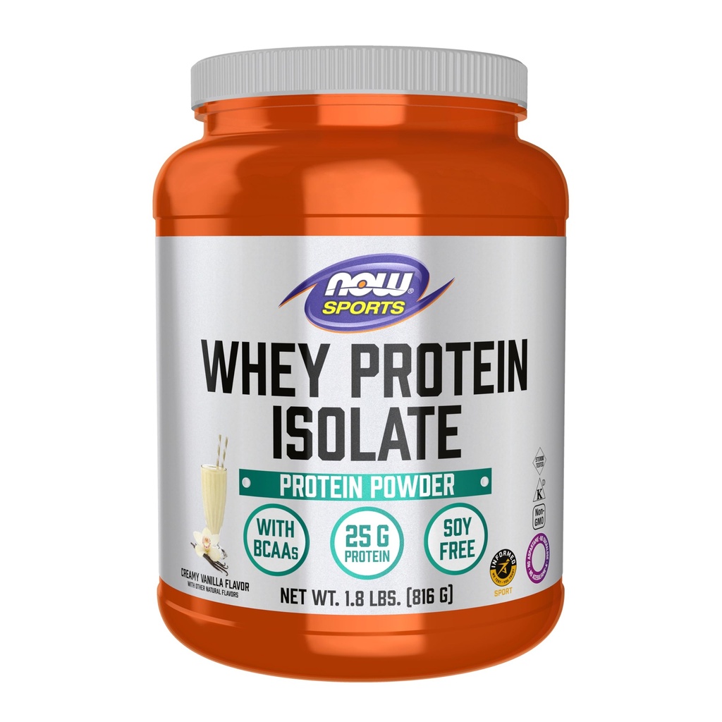 NOW Foods Sports Uzturs, Sūkalu olbaltumvielu izolāts, 25 G ar BCAAs, Creamy Vanilla pulveris, 1,8-Pound