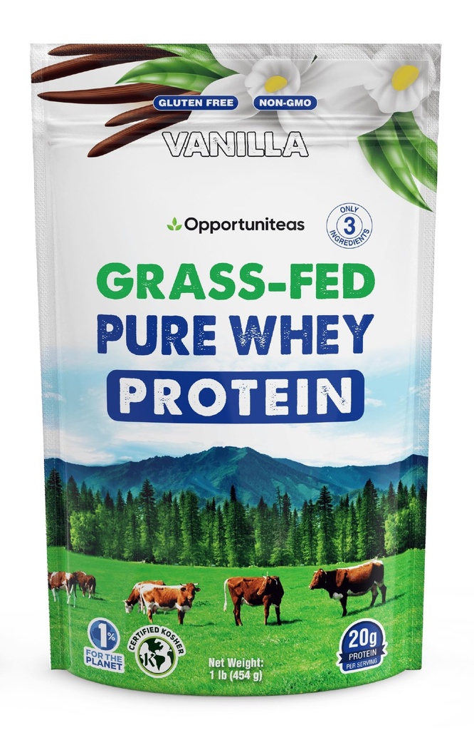 Oportuniteas Zāles kausētu sūkalu proteīna pulvera koncentrāts - Vanilla - Pure Protein Papildinājums - nesatur ĢMO, nesatur hormonus un lipekli - 1lb