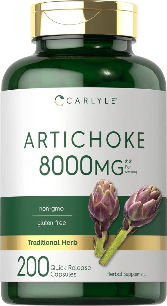 Carlyle Artichoke Extract Capsules 8000mg - 200 Skaits -- Non-GMO, bez lipekļa Papildinājums