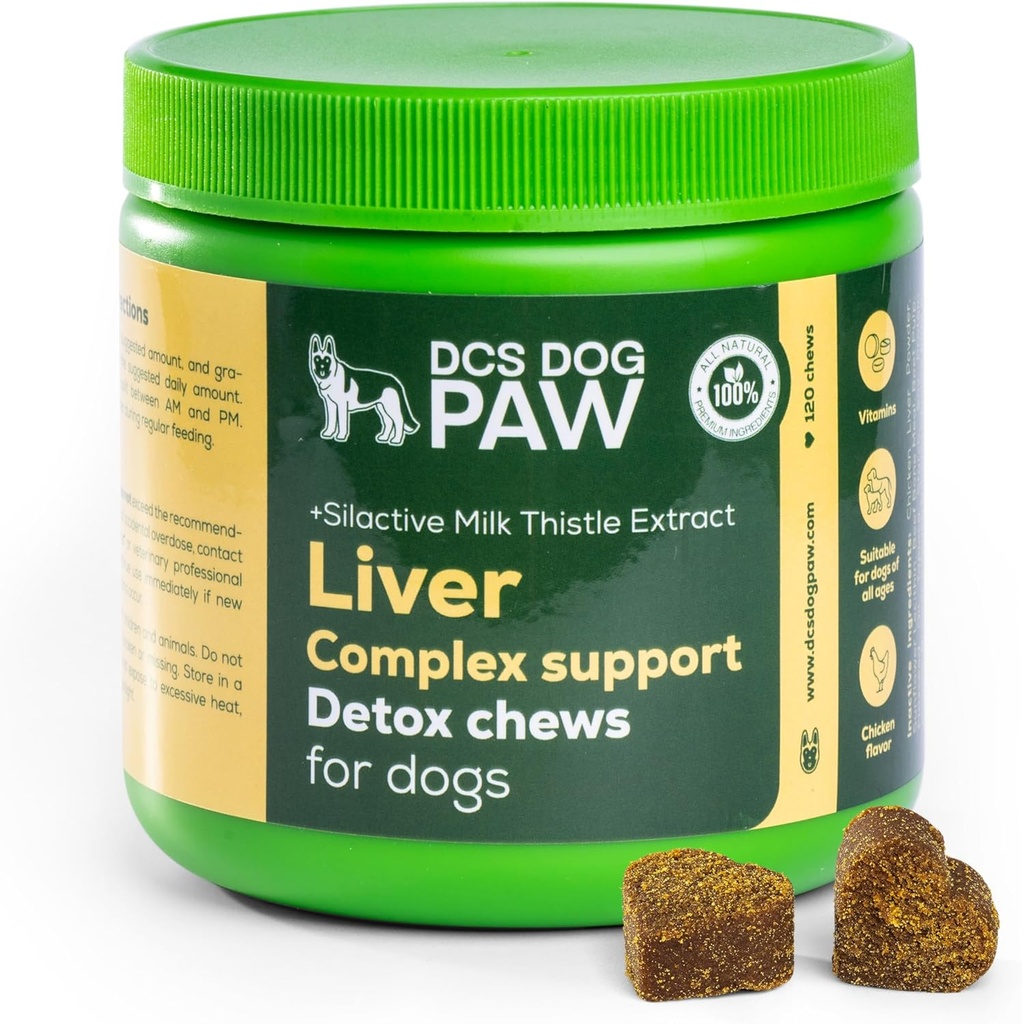 Aknu un nieru papildinājums Dog Detox košļājamās rotaļlietas, Complex Atbalsts ar augsta līmeņa piena dadži ekstrakts suņiem, 120 Vistas uzliesmo vitamīnus visiem suņu šķirnes