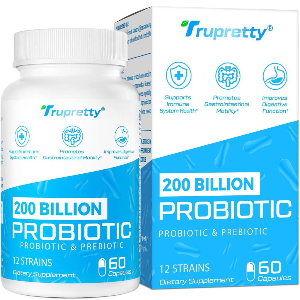 200 miljardi Cfus 12 celmi Probiotikas ar 3 Organic Prebiotics, Probiotikas sievietēm vīriešiem, Dienas papildinājums imūna, Gut, Gremošanas veselība, Shelf Stabils, Ne ĢMO, 60 Caps (60 dienu piegādes)