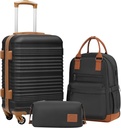 Coolife bagāžas komplekts 3 gab. bagāžas komplekts, kas ved uz mastu Hardside Bagāža ar TSA Lock Spinner Wheels(Melna, 3 gab. komplekts (BP/TB/20))
