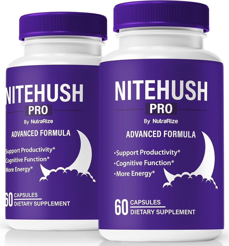 (2 Pack) Nite Hush Pro kapsulas - Atslēdziet savu pilnu potenciālu ar NiteHush Pro Formula - Premium atbalsts fokusa, koncentrācijas un līdzsvarotas veselības, Oficiālais NiteHushPro Pills Review (120 kapsulas)