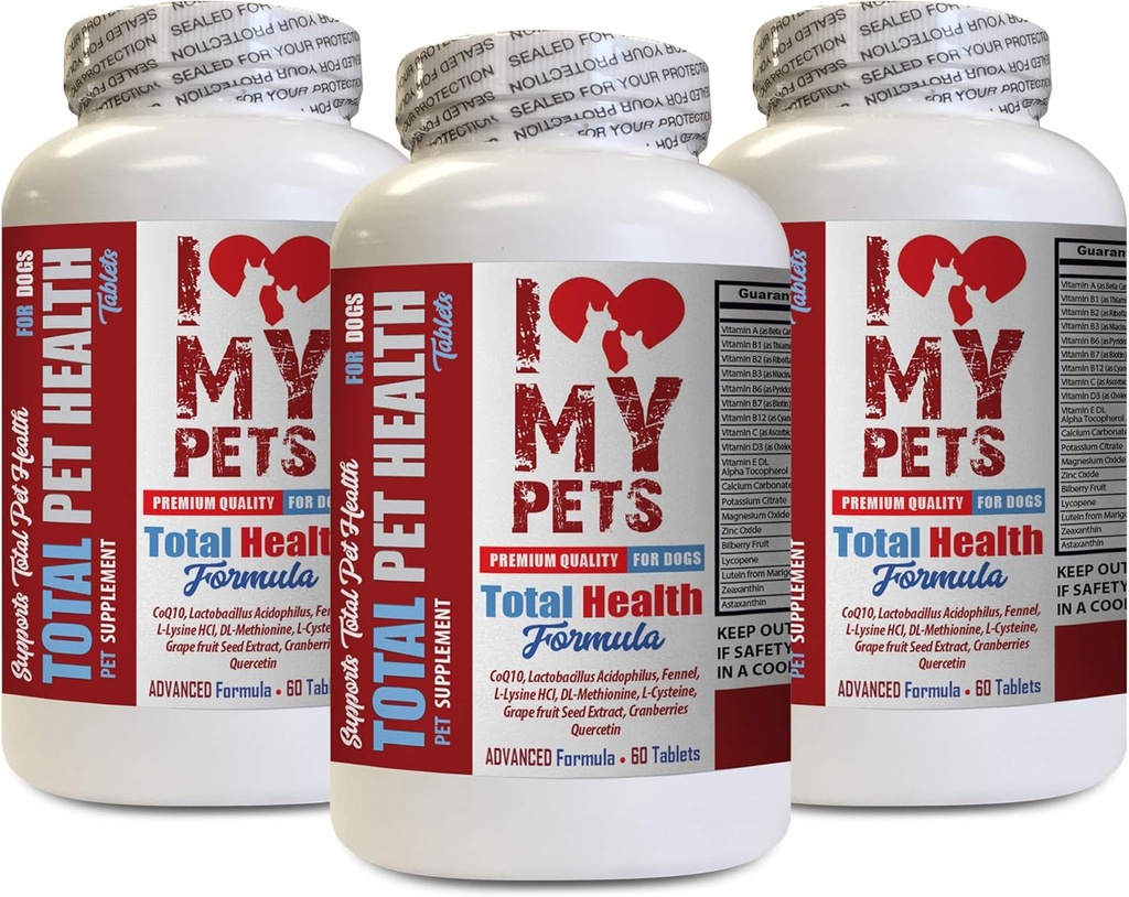 I LOVE MY PETS LLC Imunity suņiem - Suņu kopējā PET veselība - Premium Formula - Labākais komplekss - Suņu vitamīns b komplekss - 3 pudeles (180 Ārstniecības)