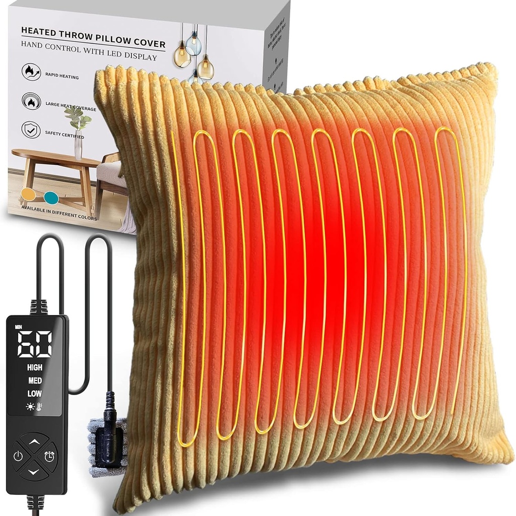 Kreatrils uzkarsēts Pillow Cover 18x18 (No Pillow Insert), menstruālā apkures paliktnis muguras sāpes atvieglošanai, periods apkures paliktņi krampjiem